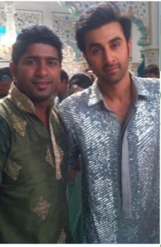 Our founder with Ranbir Kapoor on a film set